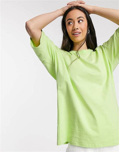 Asos Design Super Oversized T Shirt With Batwing Sleeve In Lime Asos