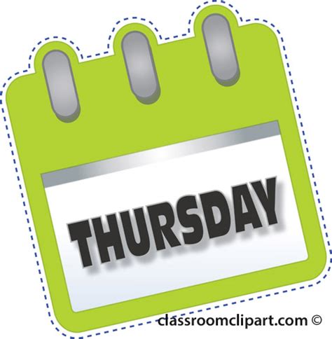 Calendar Clipart- notebook_thursday_green - Classroom Clipart