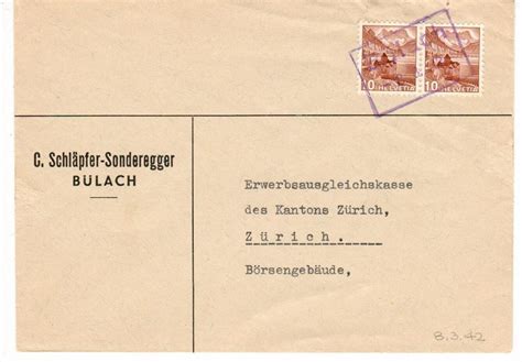 Brief Kastenstempel Bülach 1942 Kaufen auf Ricardo