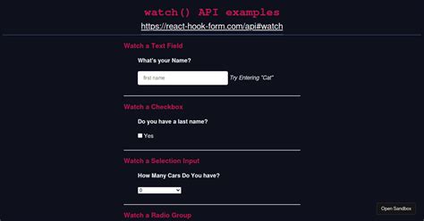 React Hook Form Watch With Radio Buttons And Select Examples Codesandbox
