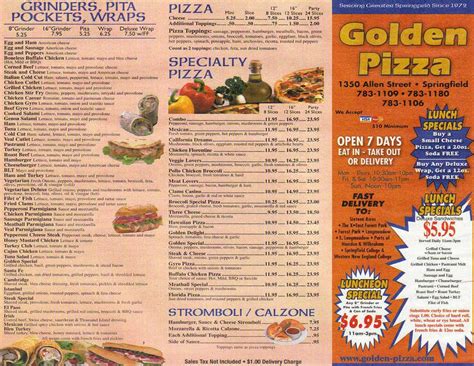 Golden Pizza Menu, Menu for Golden Pizza, Springfield, Springfield ...