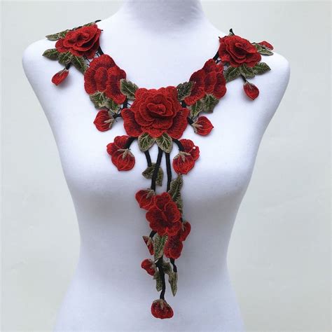 New Style Craft Collar Venise Sequin Floral Embroidered Applique Trim