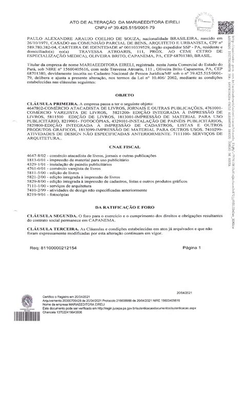 Documentos Da Empresa Prefeitura Municipal De Marapanim Gest O