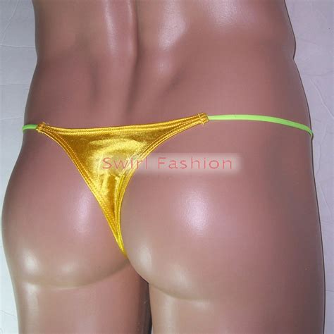 K Y K Mens Micro Bikini String Waist Shiny Satin Knit Nylon Spandex EBay