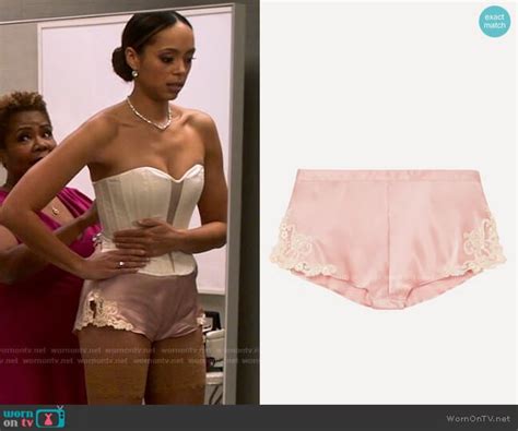 Wornontv Whitneys Pink Lace Trim Shorts On Run The World Amber