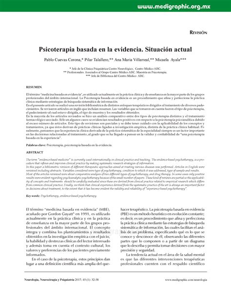 Psicoterapia basada en la evidencia Situación actual REVISIN