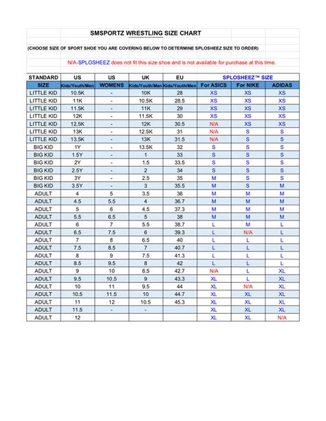 Wrestling Size Chart Smsportz® Splosheez