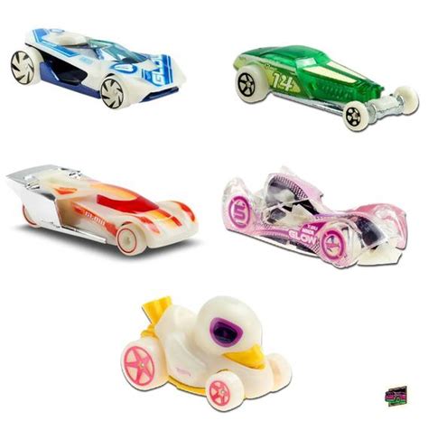 Série HW Glow Racers Completa Brilha no Escuro Main Line Miniaturas Hot Wheels