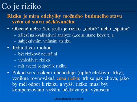 Ekonomické modelování pro podnikatelskou praxi ppt stáhnout