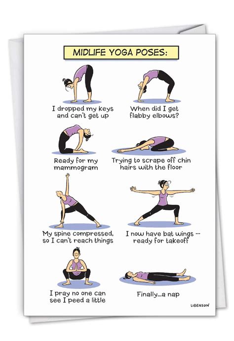 Nobleworks Midlife Yoga Poses Funny Happy Birthday Card For Etsy