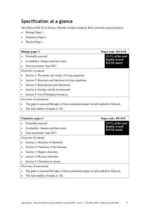 Igcse Science Double Award Specification