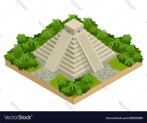 Isometric Mayan Pyramid Isolated On White Vector Image