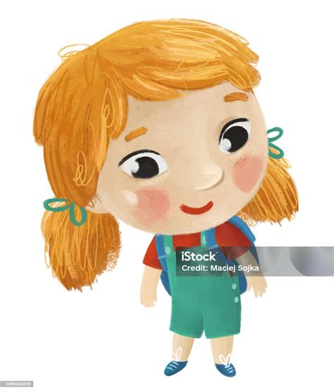 Kartun Anak Anak Perempuan Murid Pergi Ke Sekolah Belajar Ilustrasi ...