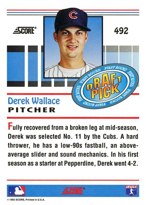 1993 Score 492 Derek Wallace Trading Card Database