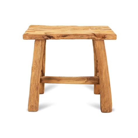 Holz Sitzhocker Altes Teak Beistelltisch Robust 45 Cm Art Allee De