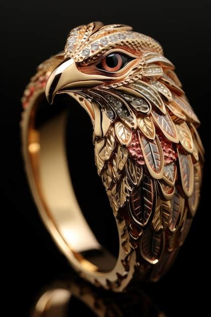 Anillo en forma de águila hecho de diamantes y oro Foto Premium