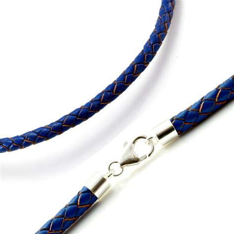 Genuine Braided Leather Necklace With Sterling Silver Ends And Etsy