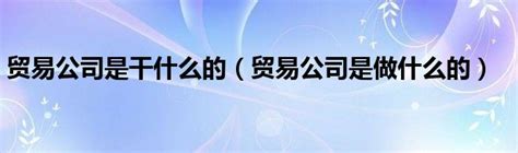 贸易公司是干什么的贸易公司是做什么的 草根科学网