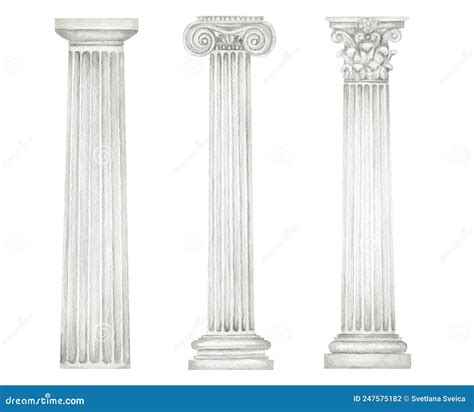 Corinthian Ionic Doric Columns Cartoon Vector Cartoondealer