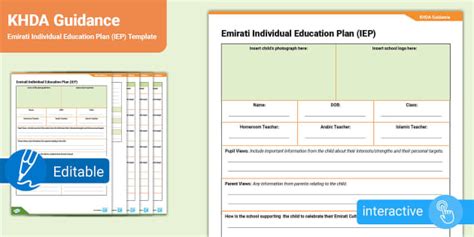 Emirati Individual Education Plan Iep Template Twinkl