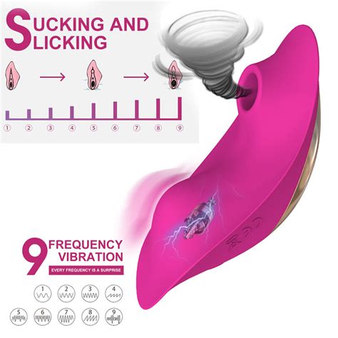 Wearable Sucking Vibrator 9 Mode Remote Control Vibrator Tongue Licking