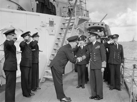 Photo Rear Admiral Robert Burnett Greeting King George Vi Of The