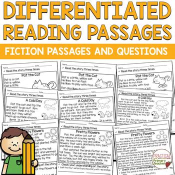 Reading Comprehension Passages Questions Differentiated Fiction Free