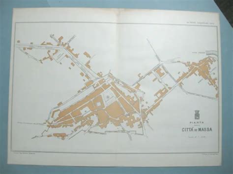 MAPPA ANTICA CARTA PIANTA DELLA CITTA DI MASSA Grande 35X26 1896 EUR 22