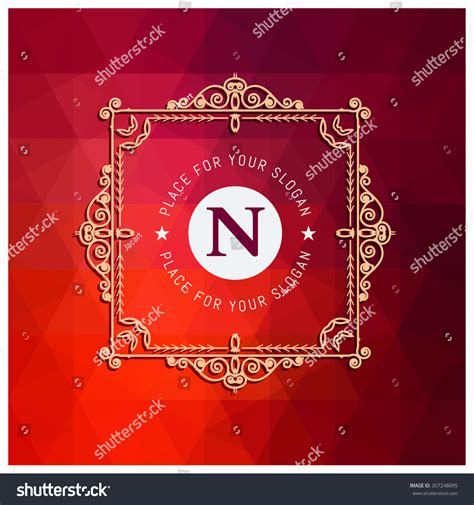 Letter N Colored Triangular Texture Flourishes Stock Vector Royalty