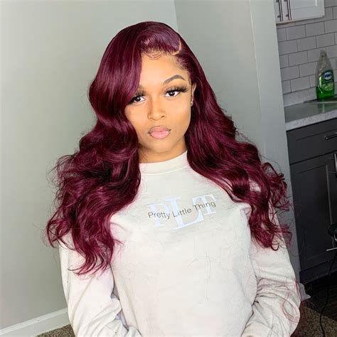 J Burgundy Color Body Wave X Lace Front Wigs For Black Women