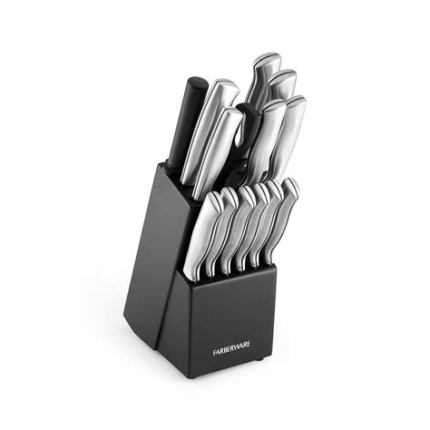 Farberware 15 Piece High Carbon Stamped Stainless Steel Kitchen Knife Set With Wood