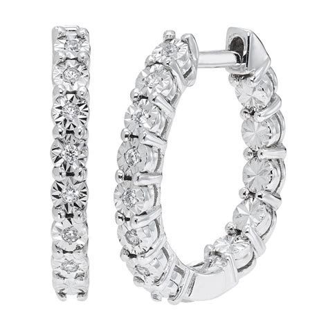 Diamond Hoop Earrings in Sterling Silver | Helzberg Diamonds