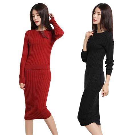 Cashmere Wool Knit Sweater Skirt Set Women 2019 New Knitting Sweater Tops Long Skirt Sets Two