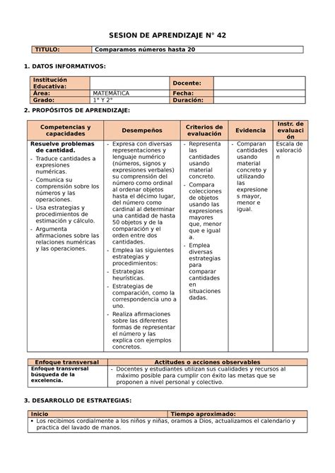 Sesiones De Aprendizaje Al De Abril Semana Iii Ciclo