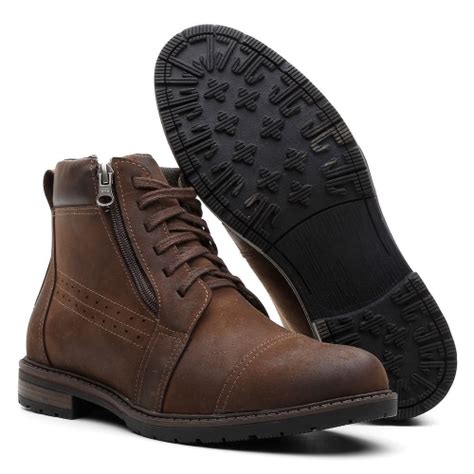 Bota Coturno Masculino Em Couro Vittal Cal Ados Caf No Shoptime