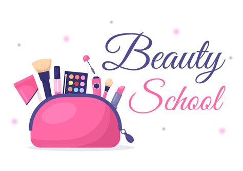 Beauty And Make Up School With Cosmetic Products To Study And Beautiful