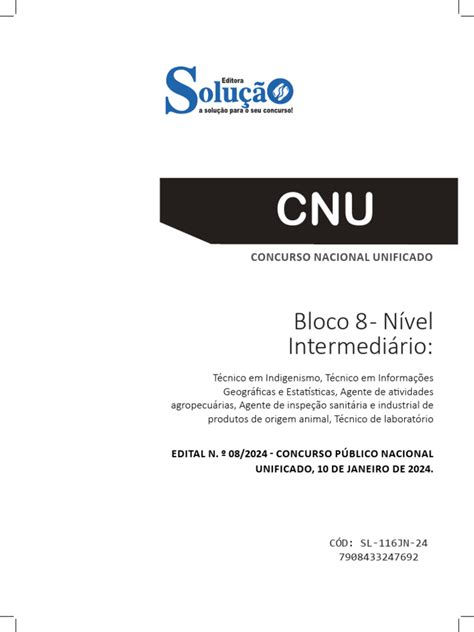 Cnu Concurso Nacional Unificado Bloco 8 Estratégia 2024