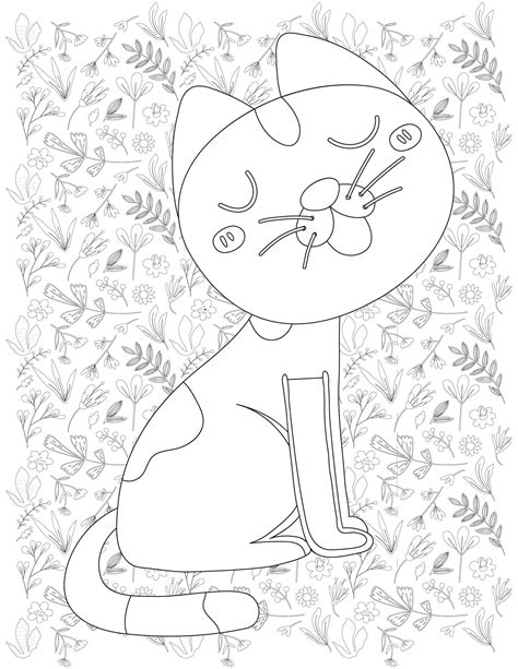 Coloriage Chat Vecteur Premium