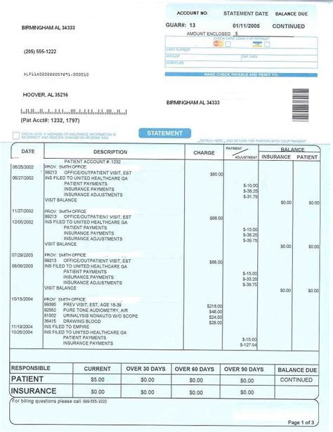 Medical Billing Statement Template