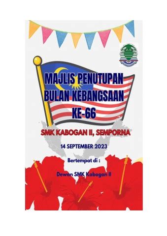 Buku Program Majlis Penutupan Bulan Kebangsaan Ke Smk Kabogan Ii