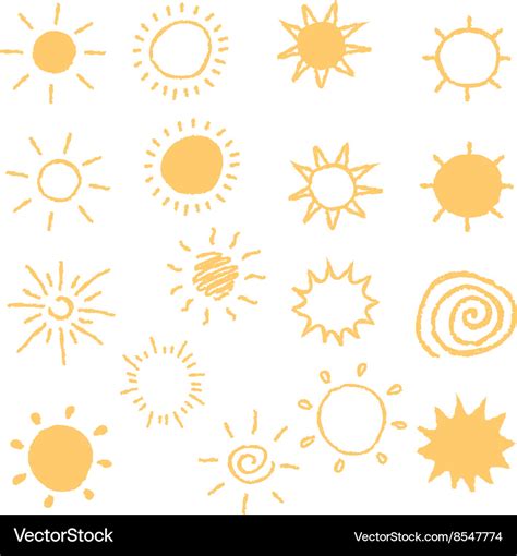 Set Of Hand Drawn Sun Icons Royalty Free Vector Image