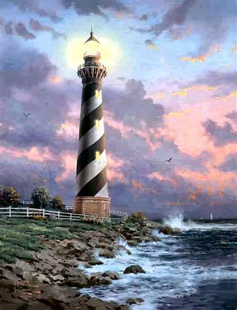 DBL SIGNED Cape Hatteras Light 18x24 S/N Framed Thomas Kinkade ...