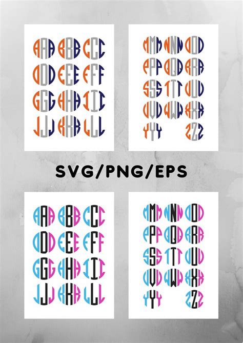 Monogram Svg Bundle for Cricut Circle Monogram Letters 3 | Etsy