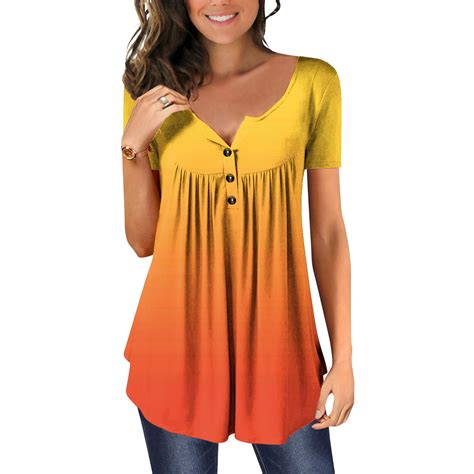 Scyoekwg Summer Tops For Women Short Sleeve Hide Belly Tunic Tops