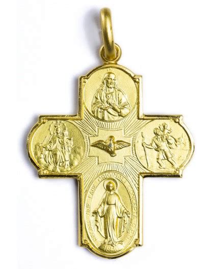 Four Way Medal Cross Gold Plated Big Vatican T