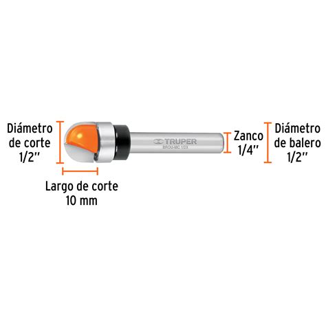 Ficha Tecnica Broca para router media caña 1 2 con balero Truper