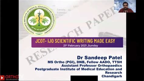 Jcot Ijo Scientific Writing Made Easy Dr Sandeep Patel Youtube