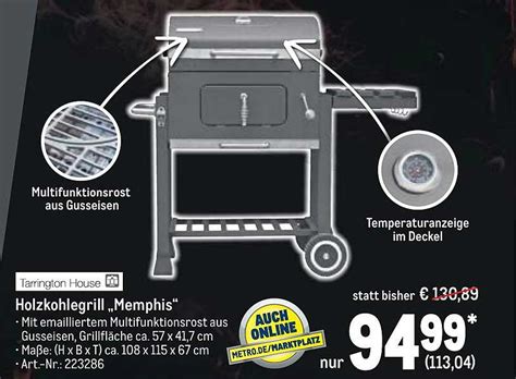 Tarrington House Holzkohlegrill Memphis Angebot bei METRO - 1Prospekte.de