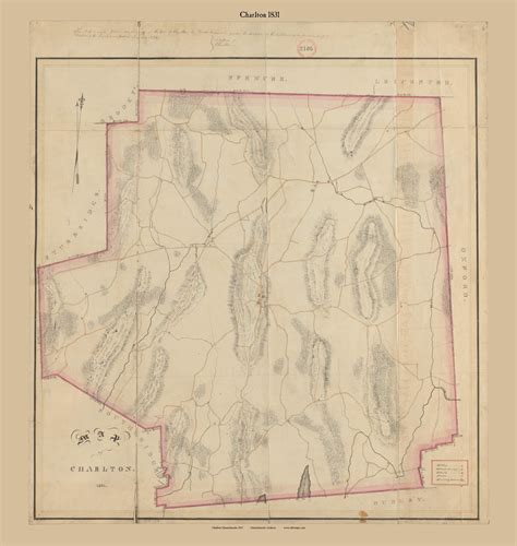 Charlton Massachusetts 1831 Old Town Map Reprint Roads Place Names