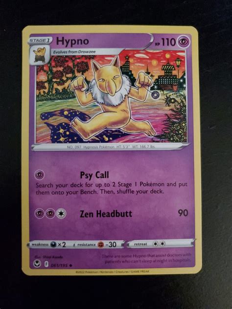 Pokémon Silver Tempest Hypno Uncommon Card 061 195 NM eBay